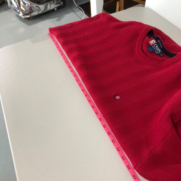 Chaps Ralph Lauren Mens Sweater Size L Red Hand Framed Chunky Knit Classy Cotton - Picture 10 of 13